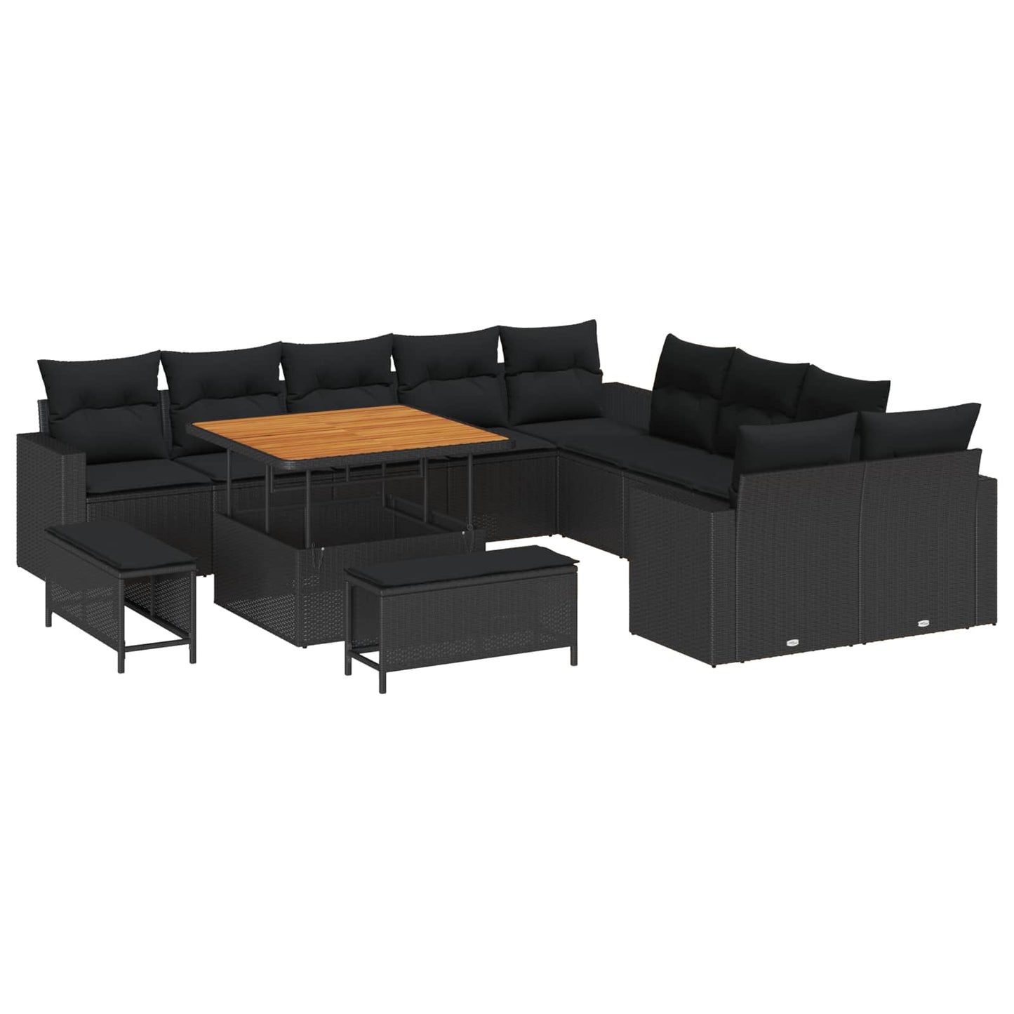 Gartensofa-set 13 stk. Schwarz Poly-Rattan