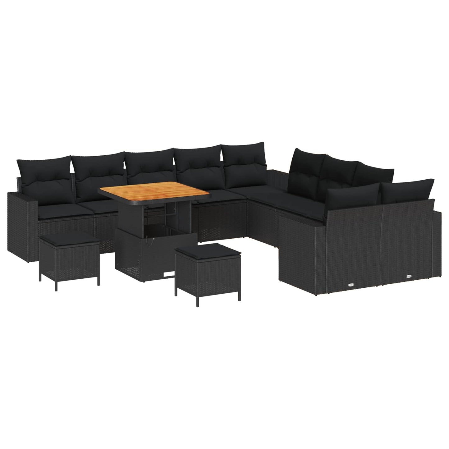 Gartensofa-set 13 stk. Schwarz Poly-Rattan
