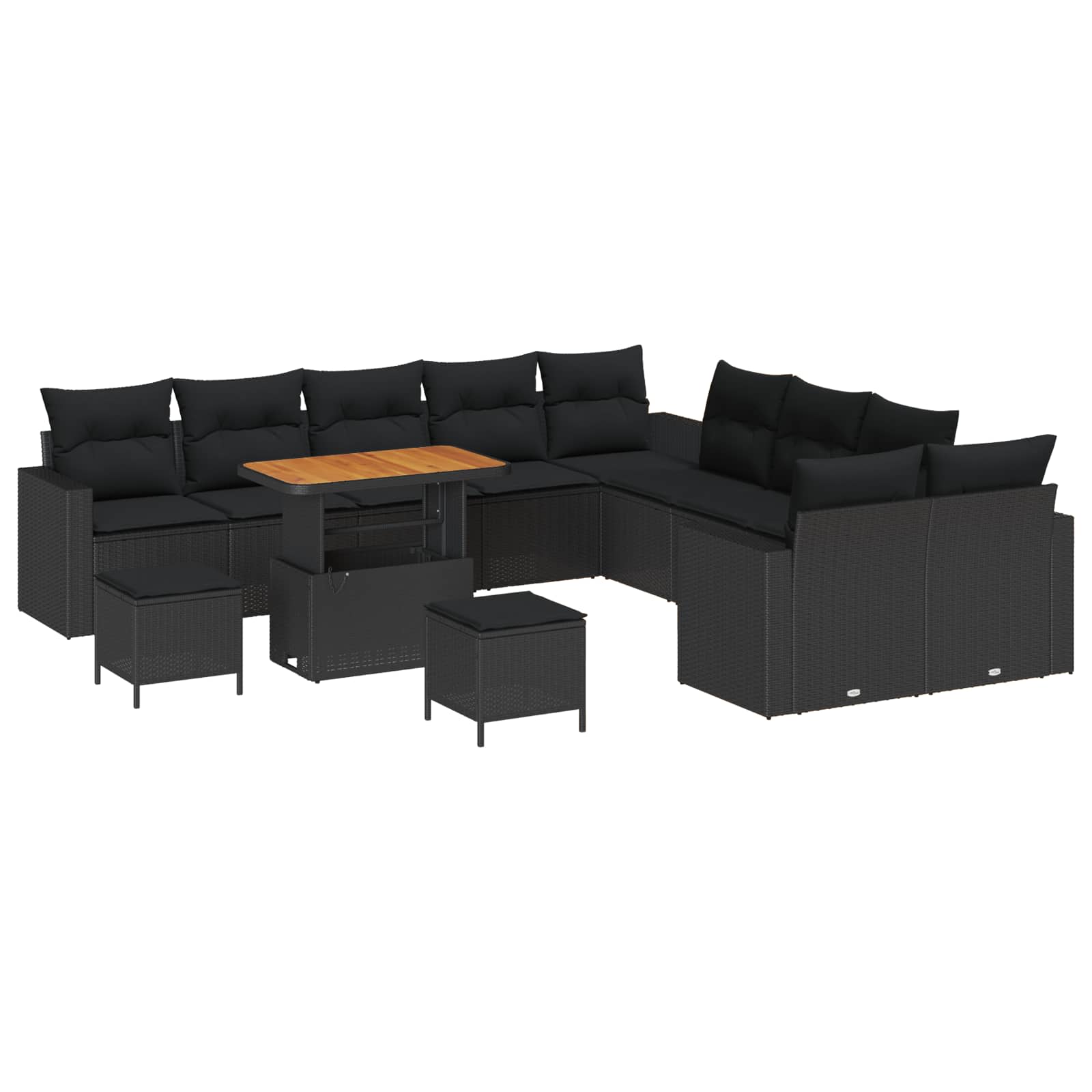 Gartensofa-set 13 Stk. Schwarz Poly-Rattan