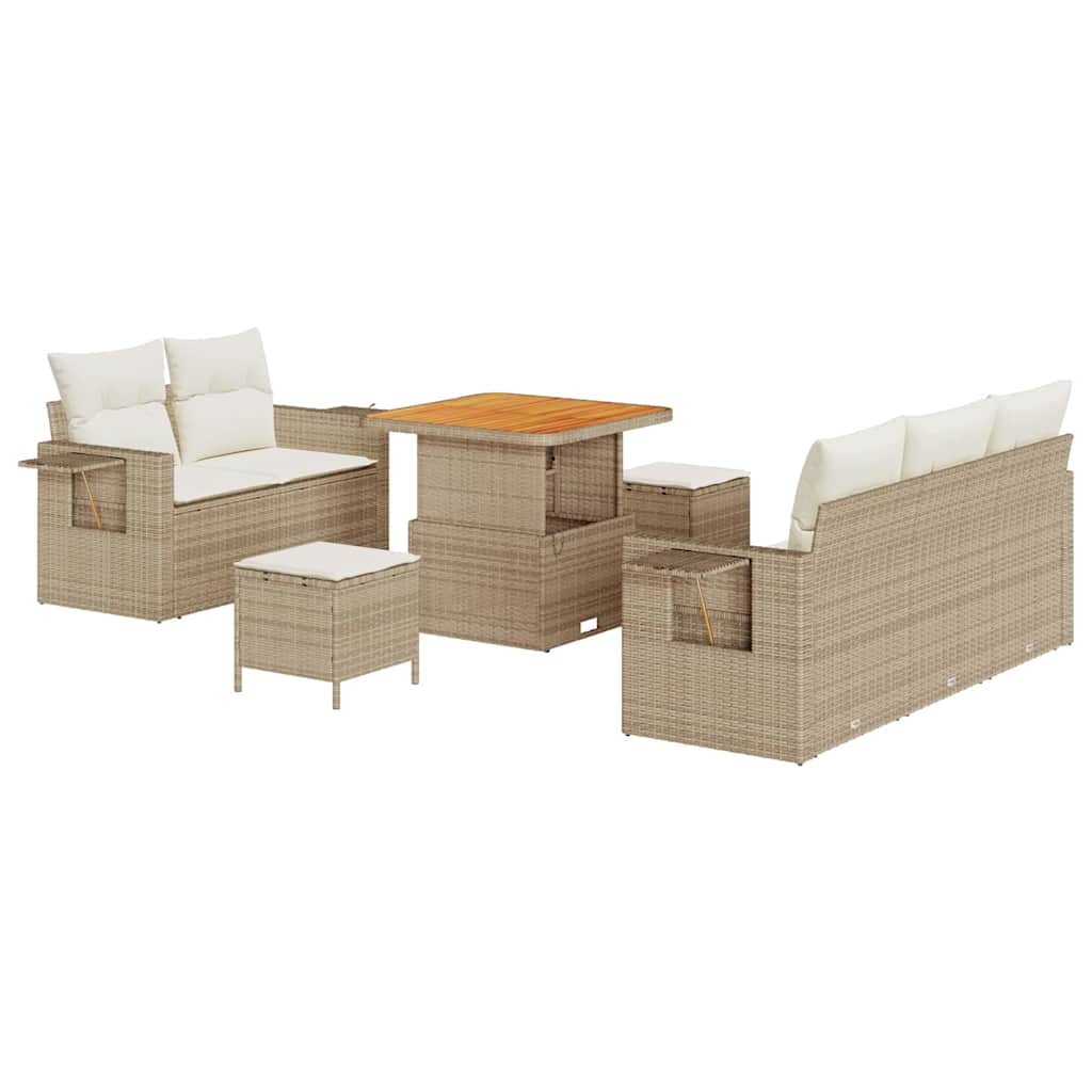 Gartensofa-set 8 stk. Beige Poly-Rattan