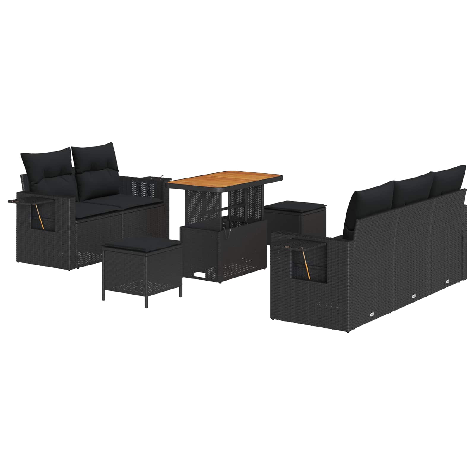 Gartensofa-set 8 stk. Schwarz Poly-Rattan