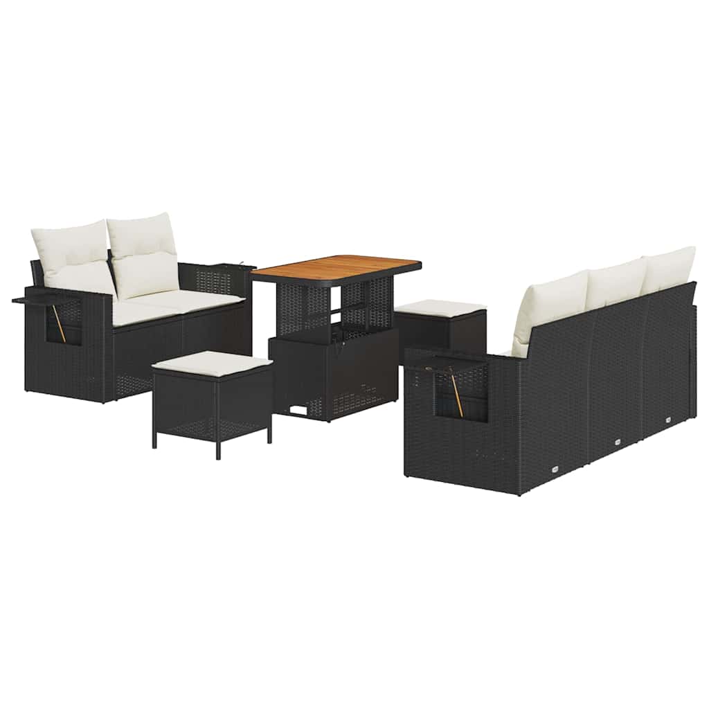 Gartensofa-set 8 Stk. Schwarz Poly-Rattan