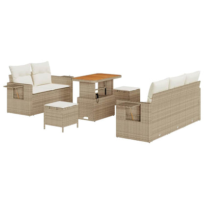 Gartensofa-set 8 stk. Beige Poly-Rattan