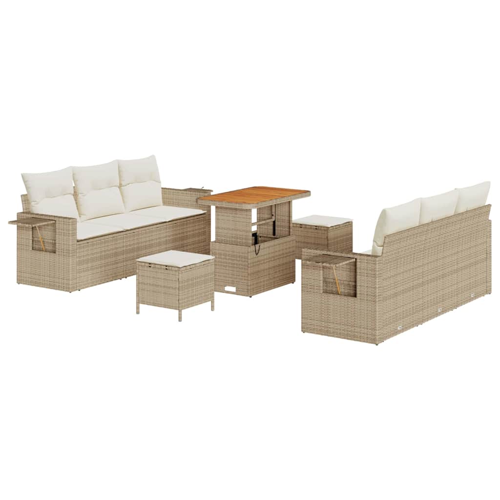 Gartensofa-set Beige Poly-Rattan