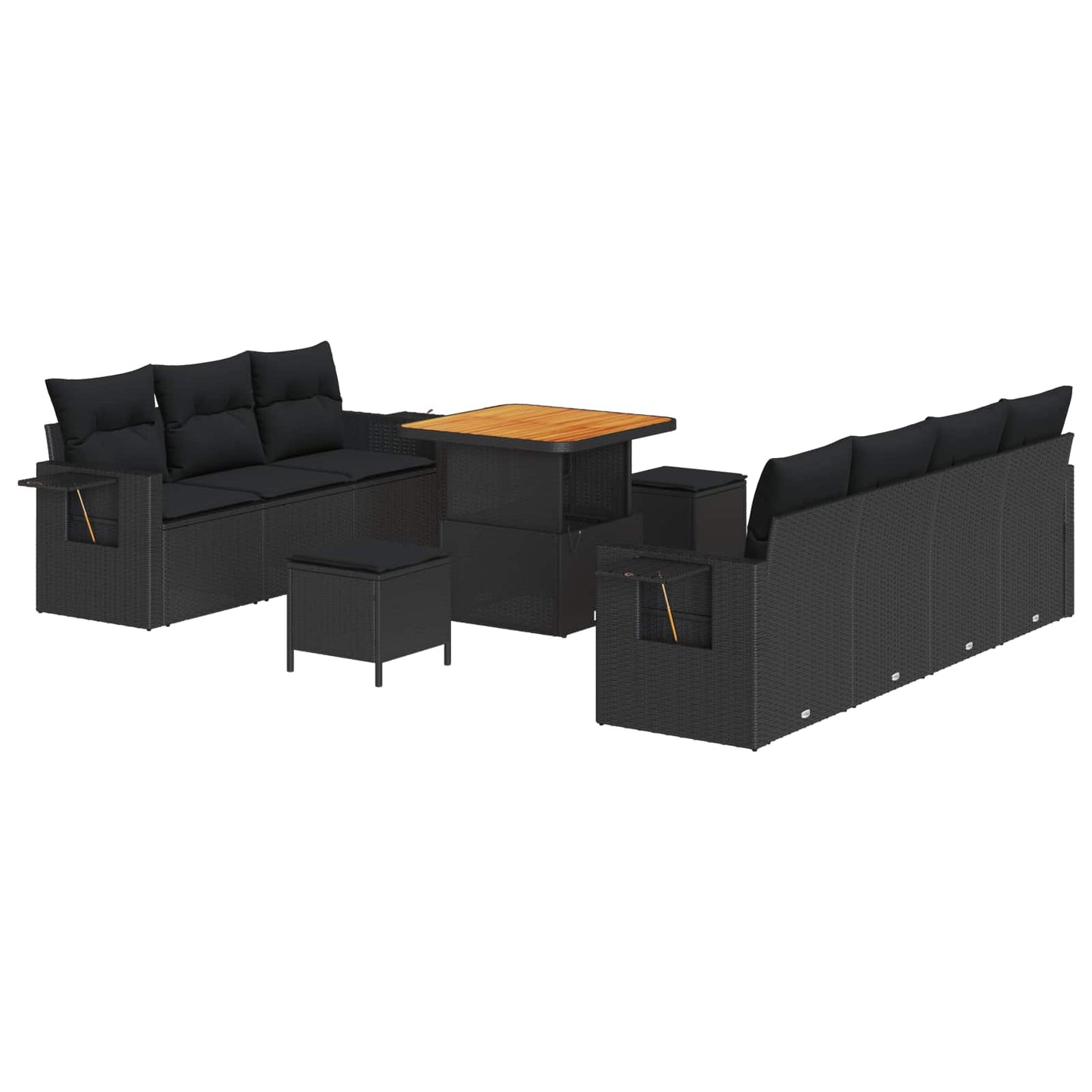 Gartensofa-set 10 stk. Schwarz Poly-Rattan