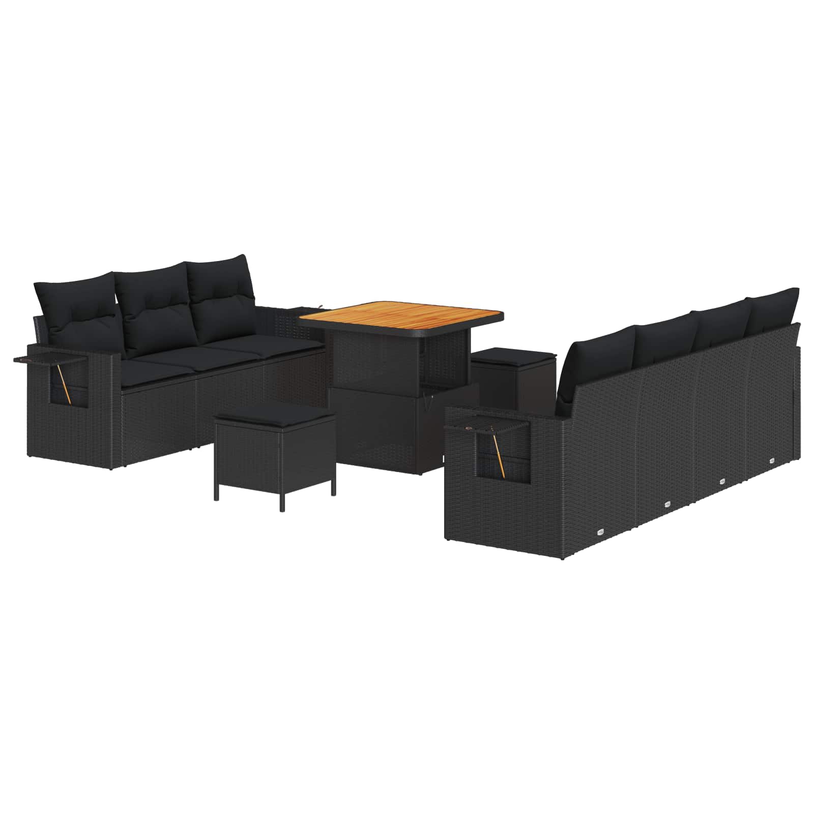 Gartensofa-set 10 stk. Schwarz Poly-Rattan