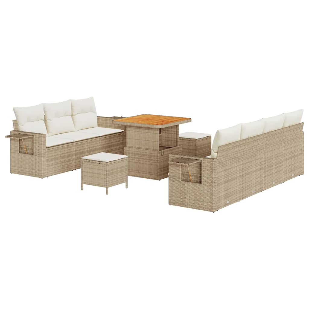Gartensofa-set 10 stk. Beige Poly-Rattan