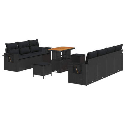 Gartensofa-set 10 stk. Schwarz Poly-Rattan