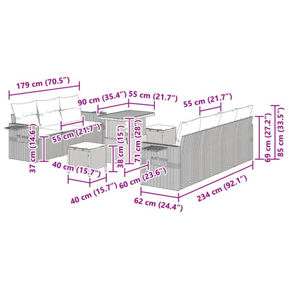 Gartensofa-set 10 stk. Schwarz Poly-Rattan