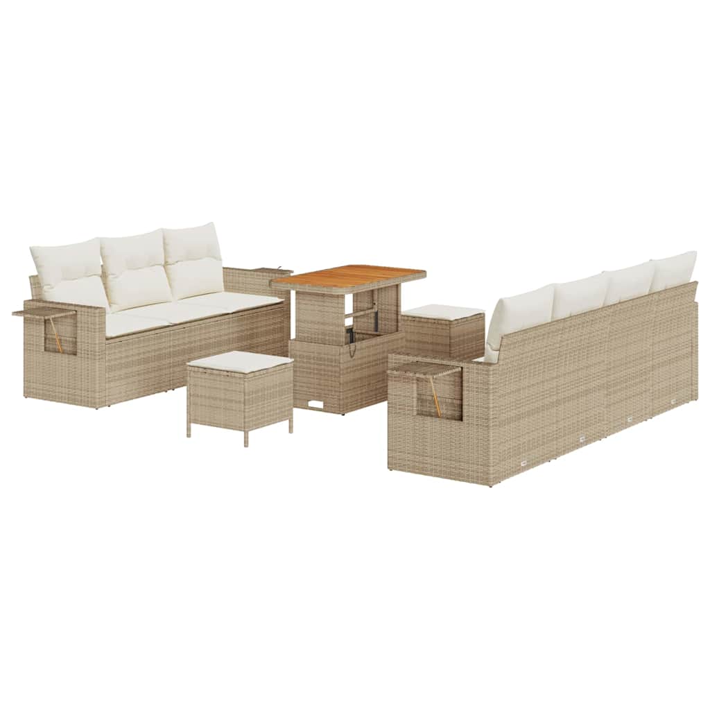 Gartensofa-set 10 stk. Beige Poly-Rattan