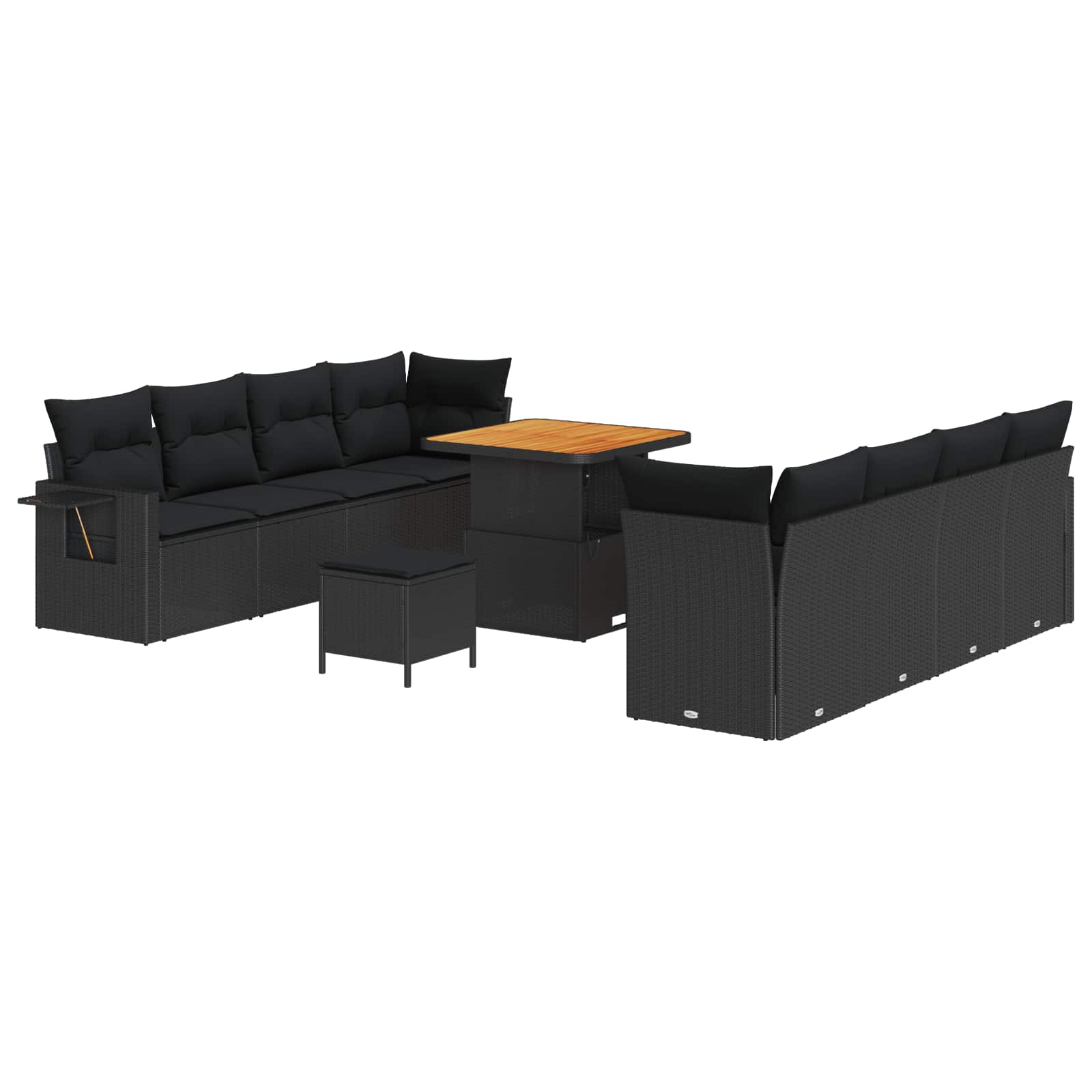 Gartensofa-set 11 Stk. Schwarz Poly Rattan