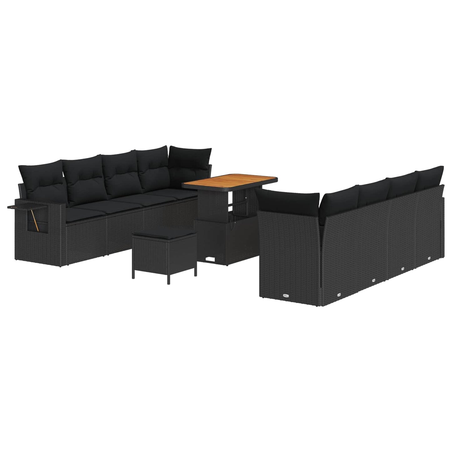 Gartensofa-set 11 stk. Schwarz Poly Rattan