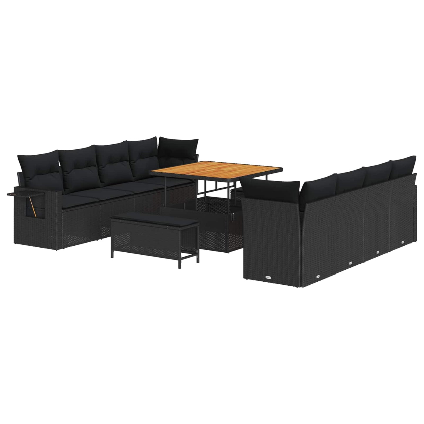 Gartensofa-set 11 stk. Schwarz Poly Rattan