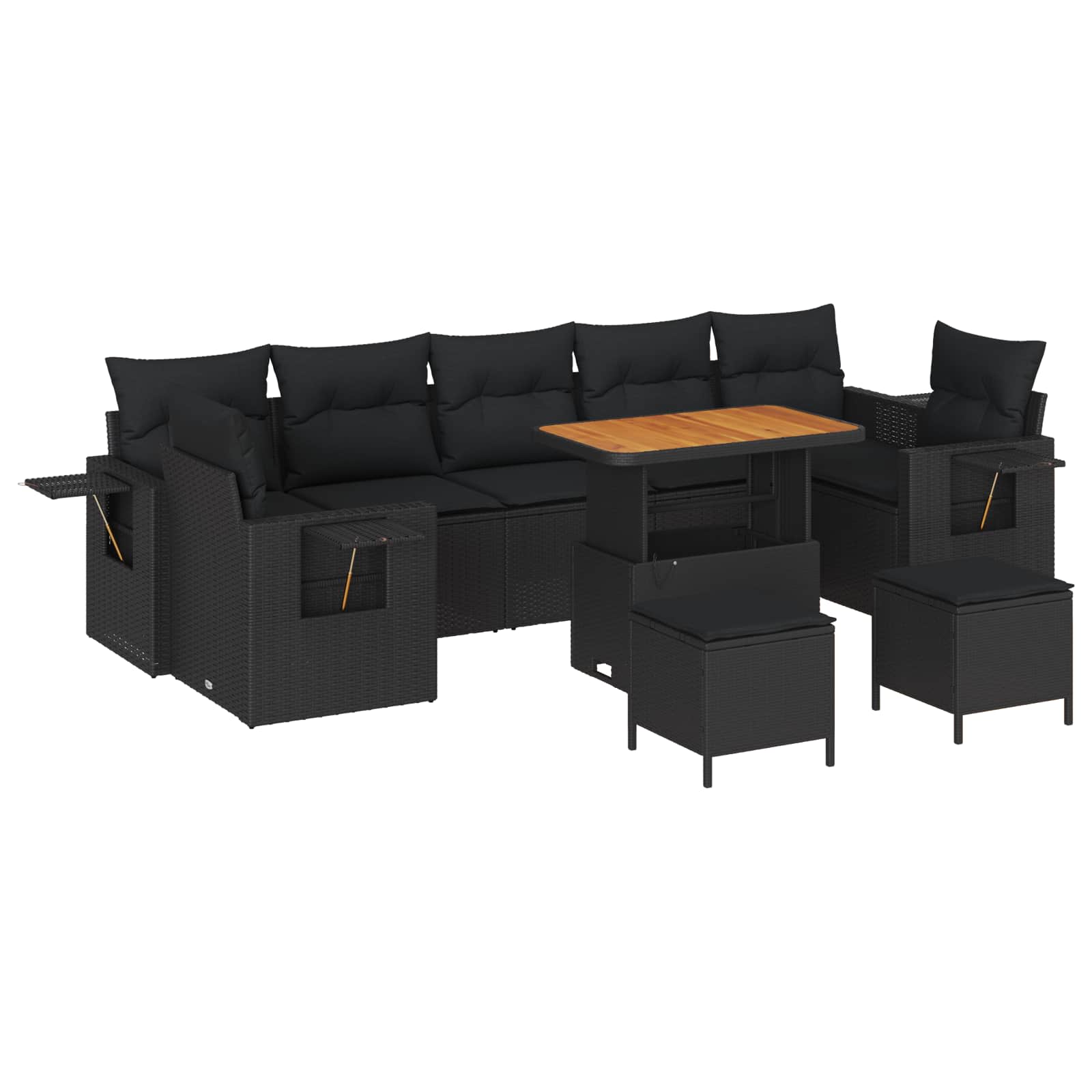 Gartensofa-set 10 Stk. Schwarz Poly-Rattan
