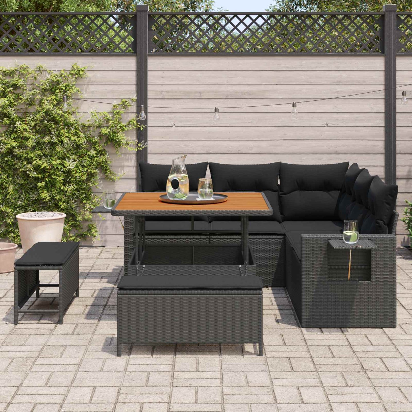 Gartensofa-set 8 stk. Schwarz Poly-Rattan