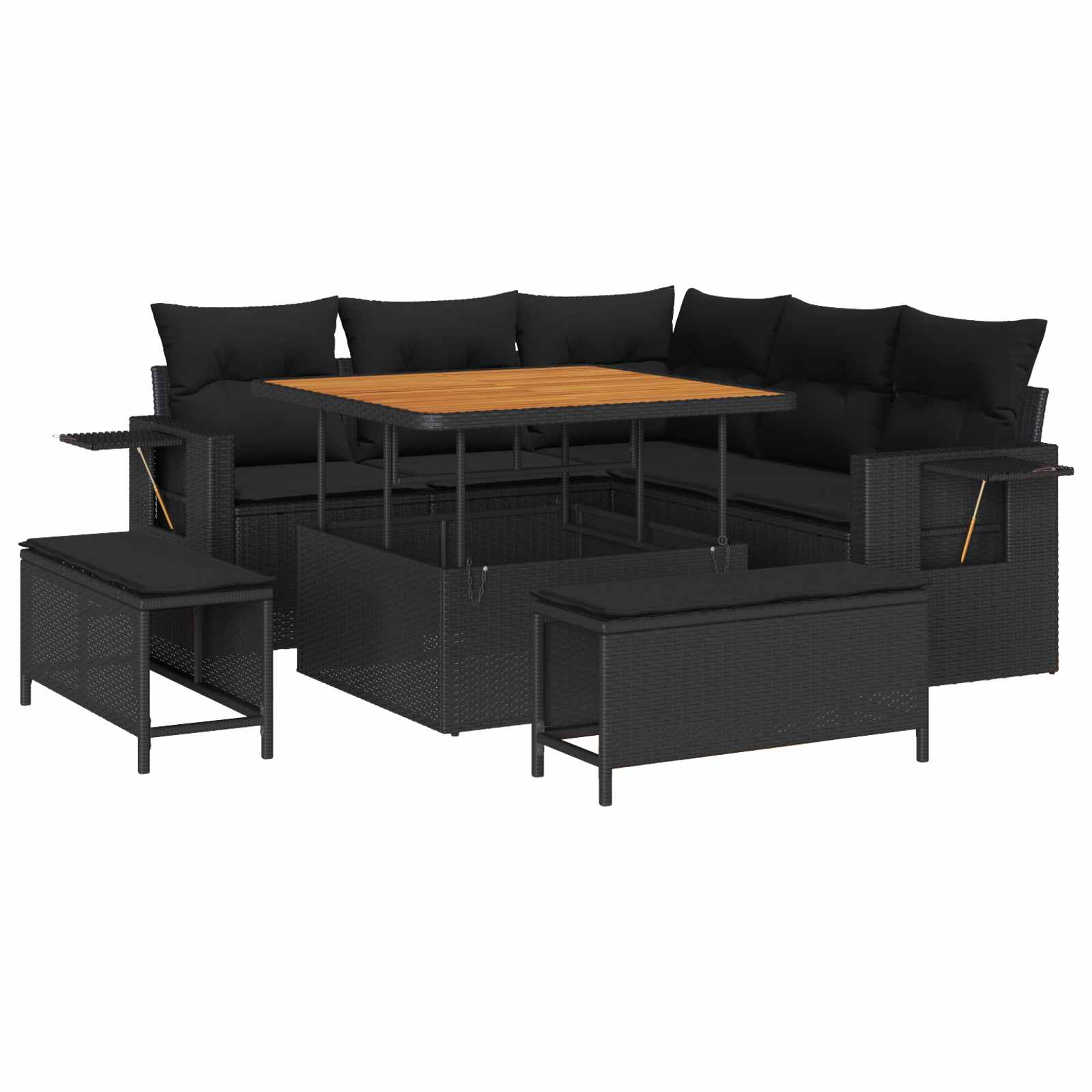 Gartensofa-set 8 stk. Schwarz Poly-Rattan