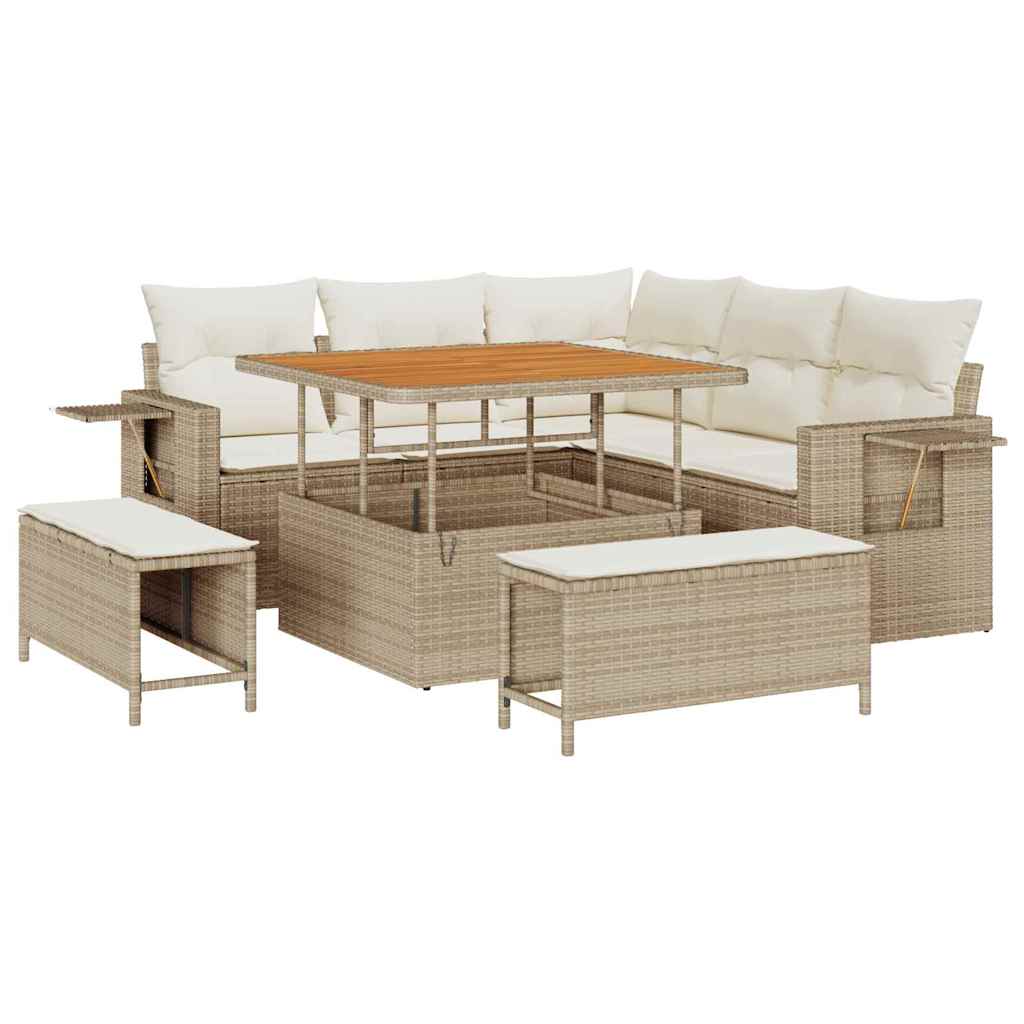Gartensofa-set 8 stk. Beige Poly-Rattan