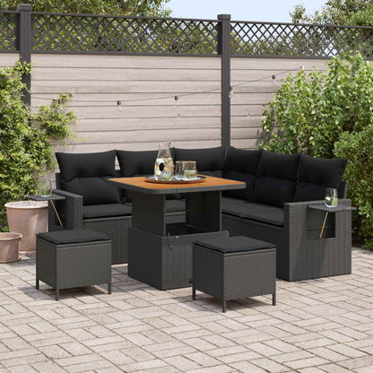 Gartensofa-set 8 stk. Schwarz Poly-Rattan