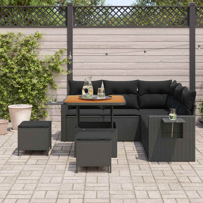 Gartensofa-set 8 stk. Schwarz Poly-Rattan