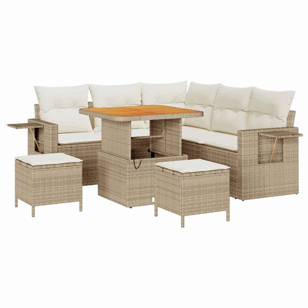Gartensofa-set 8 stk. Beige Poly-Rattan