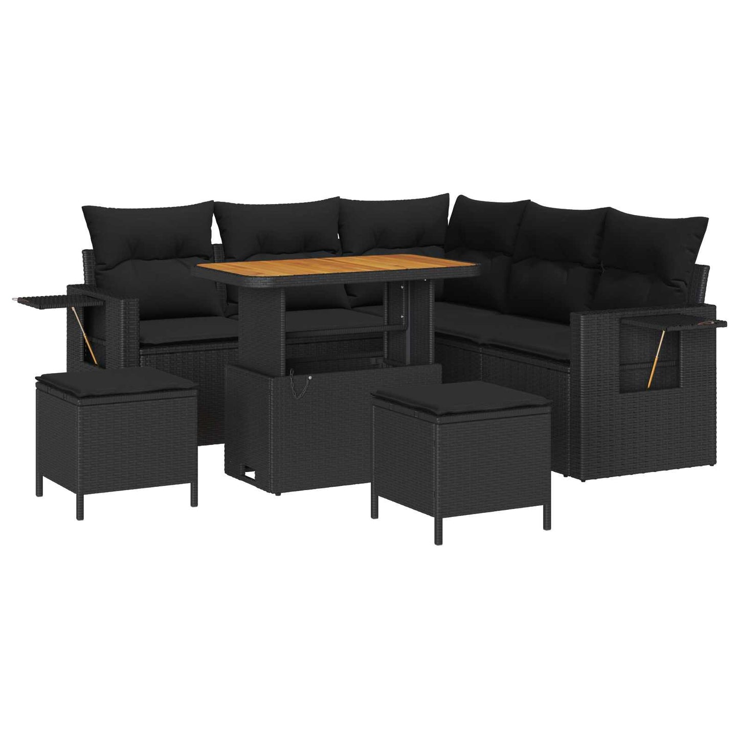 Gartensofa-set 8 stk. Schwarz Poly-Rattan