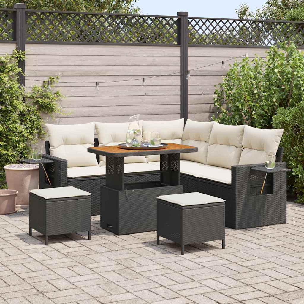Gartensofa-set 8 stk. Schwarz Poly-Rattan