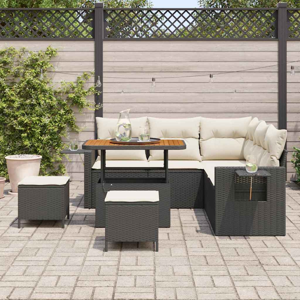 Gartensofa-set 8 stk. Schwarz Poly-Rattan