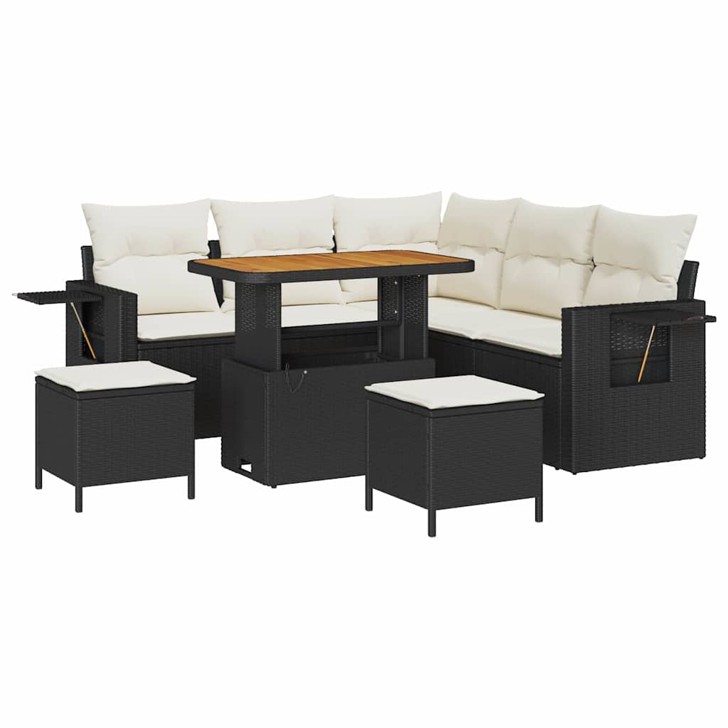 Gartensofa-set 8 stk. Schwarz Poly-Rattan