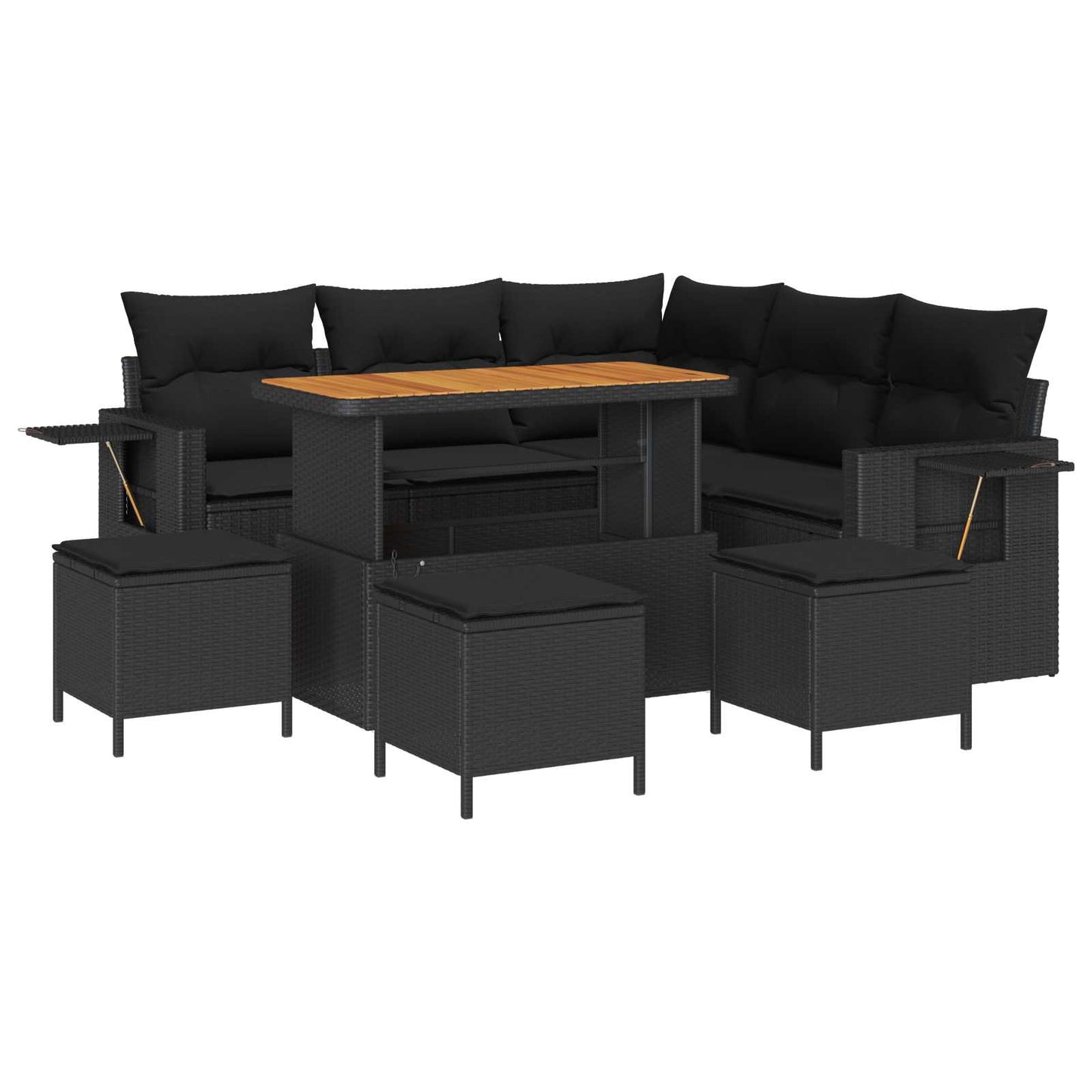 Gartensofa-set 9 stk. Schwarz Poly-Rattan