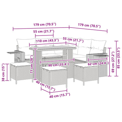 Gartensofa-set 9 stk. Schwarz Poly-Rattan