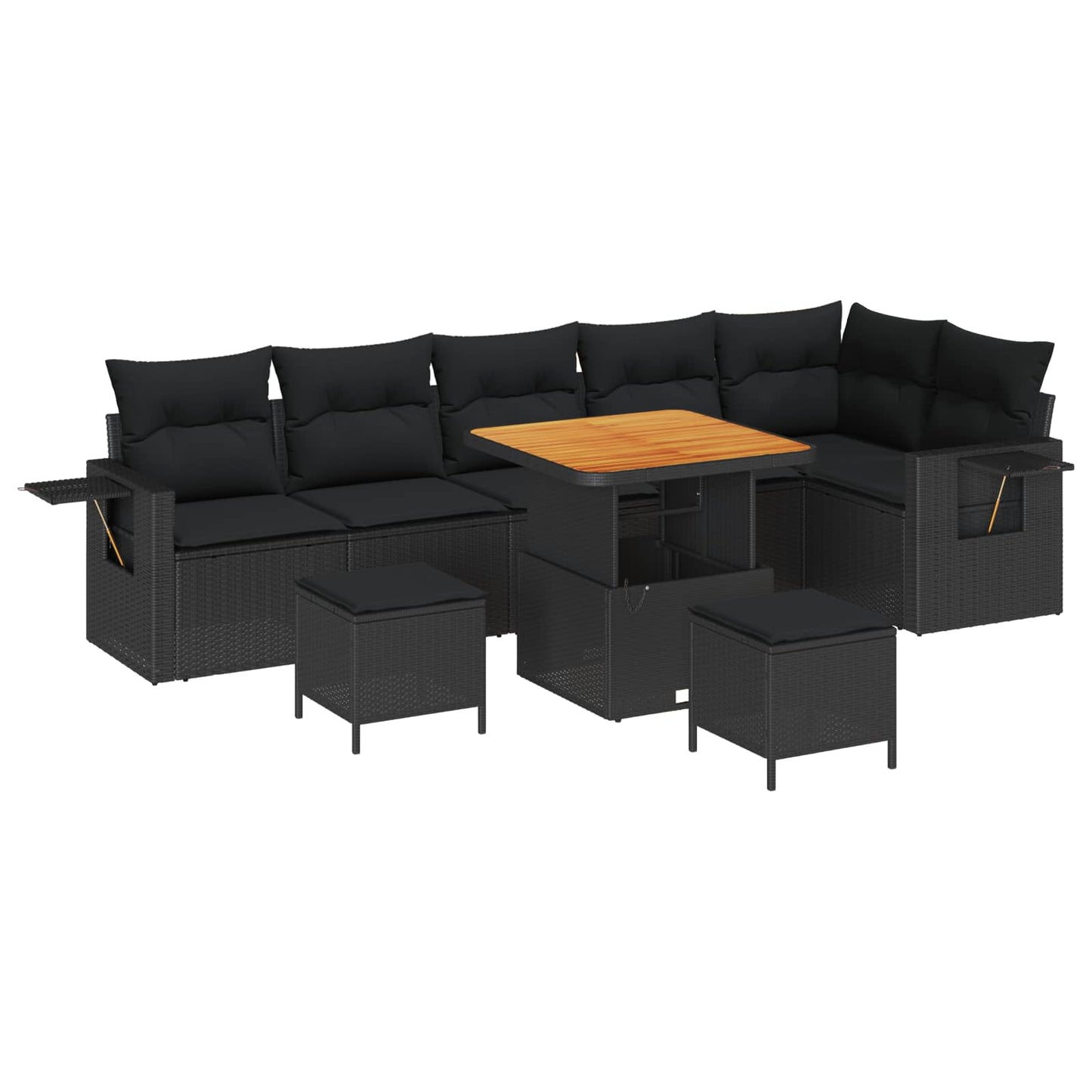 Gartensofa-set 9 Stk. Schwarz Poly-Rattan
