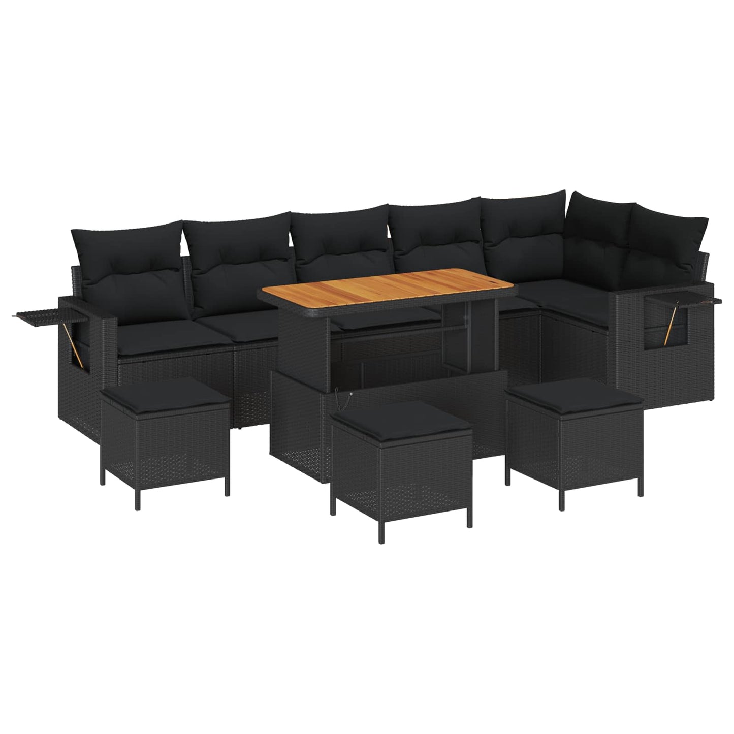 Gartensofa-set 10 stk. Schwarz Poly-Rattan