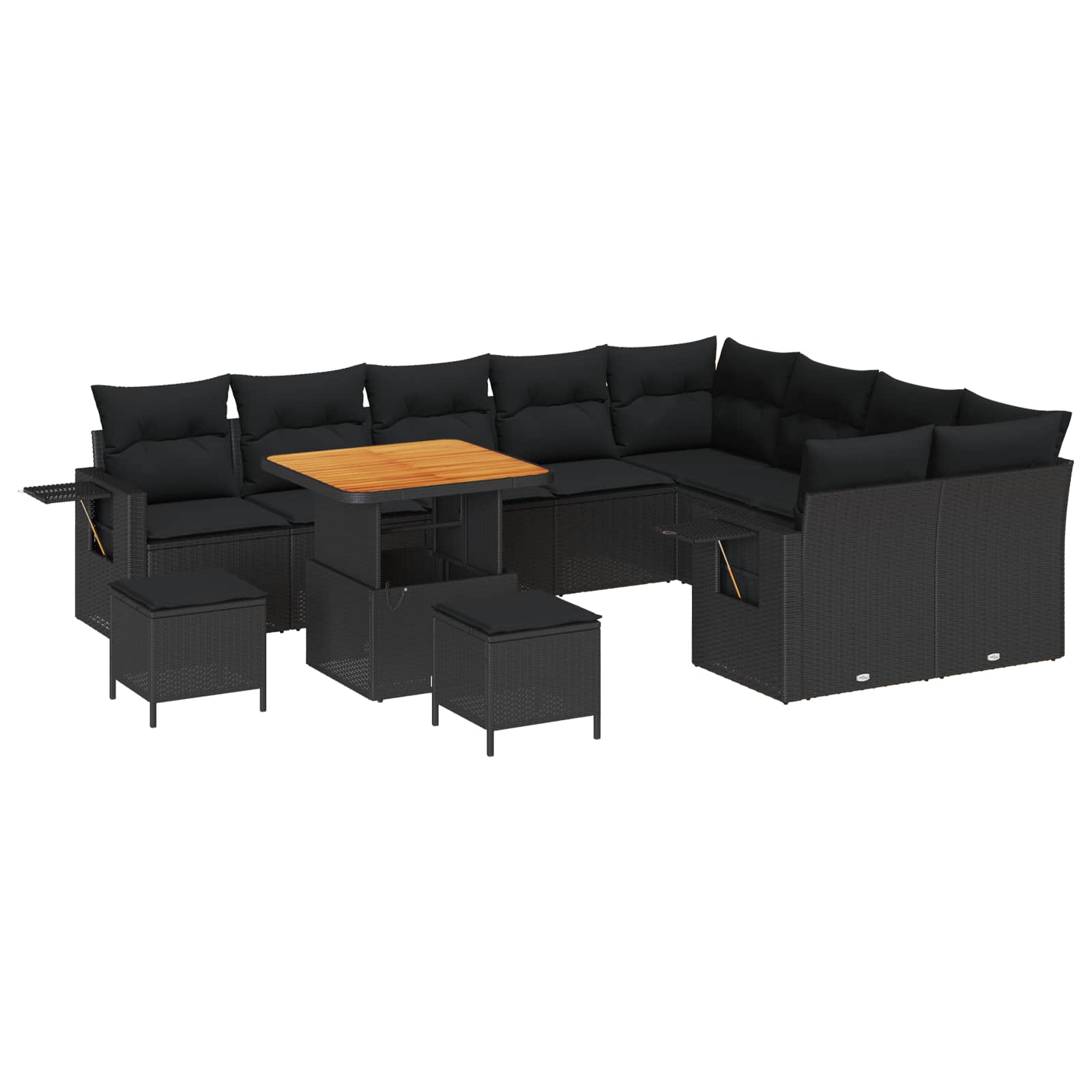 Gartensofa-set 12 stk. Schwarz Poly-Rattan