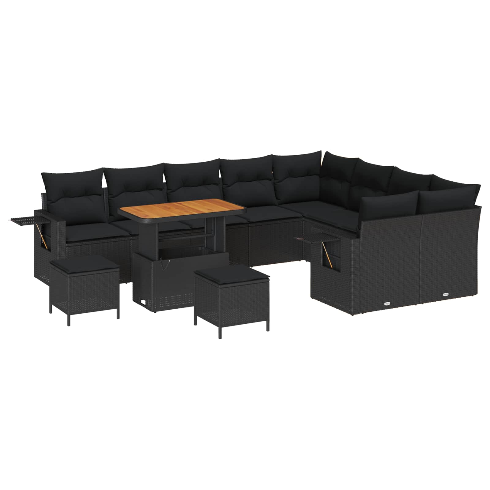 Gartensofa-set 12 Stk. Schwarz Poly-Rattan