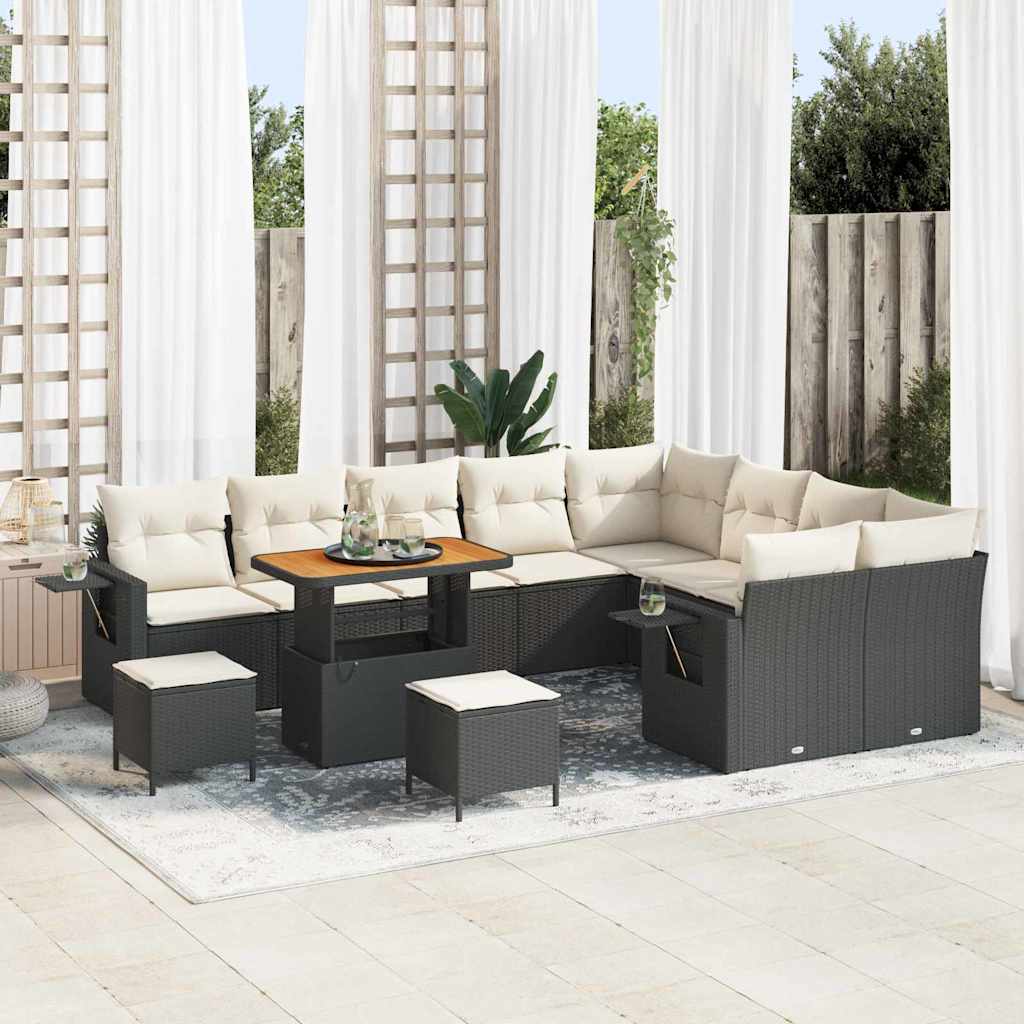 Gartensofa-set 12 stk. Schwarz Poly-Rattan