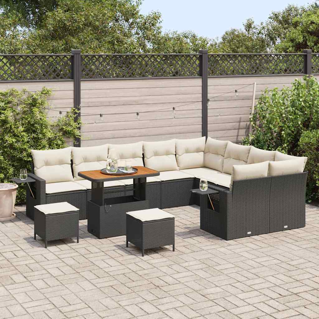 Gartensofa-set 12 stk. Schwarz Poly-Rattan