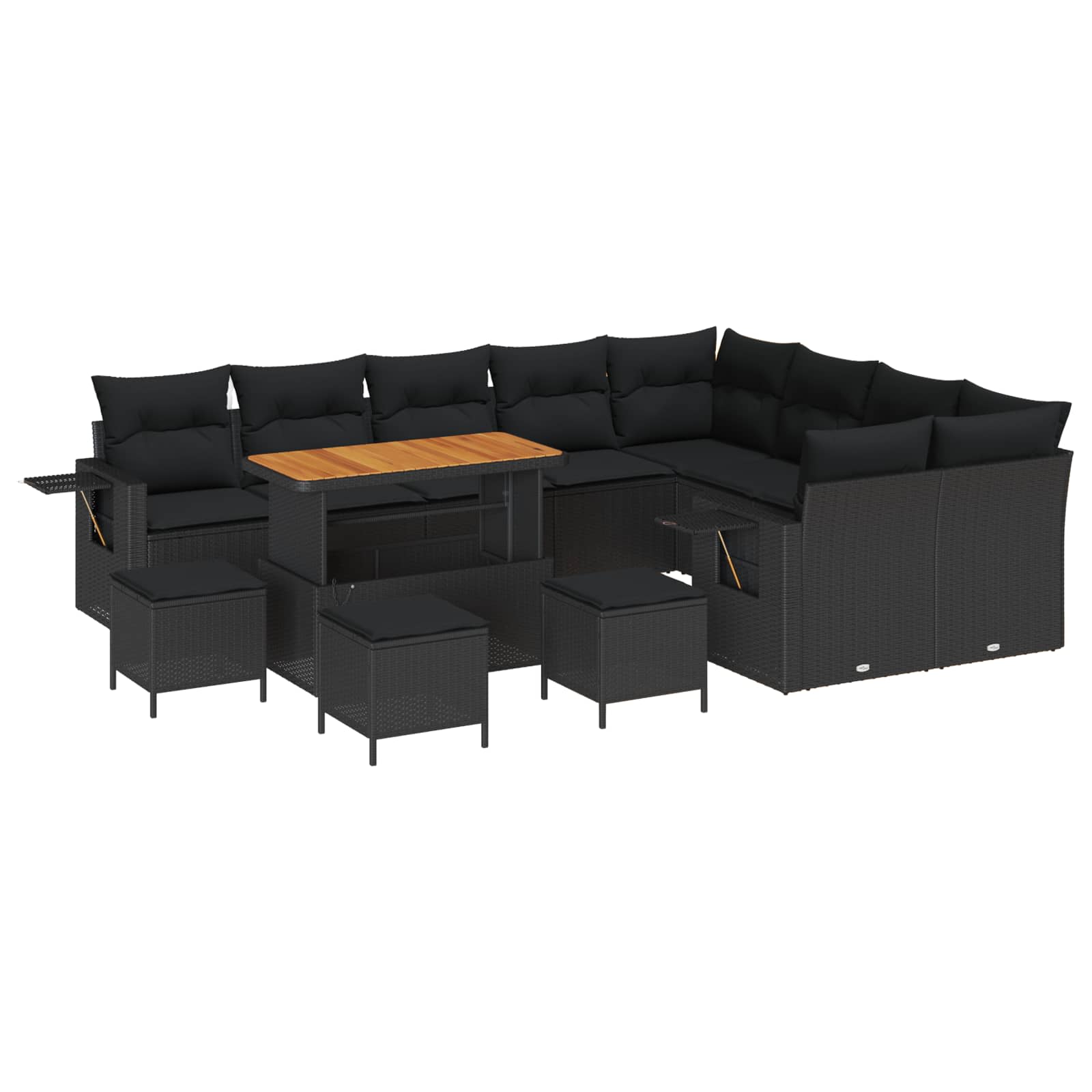 Gartensofa-set 13 stk. Schwarz Poly-Rattan