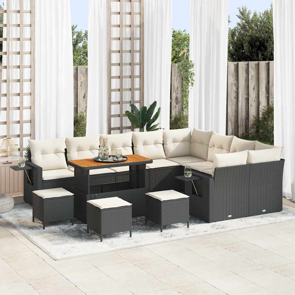 Gartensofa-set 13 stk. Schwarz Poly-Rattan
