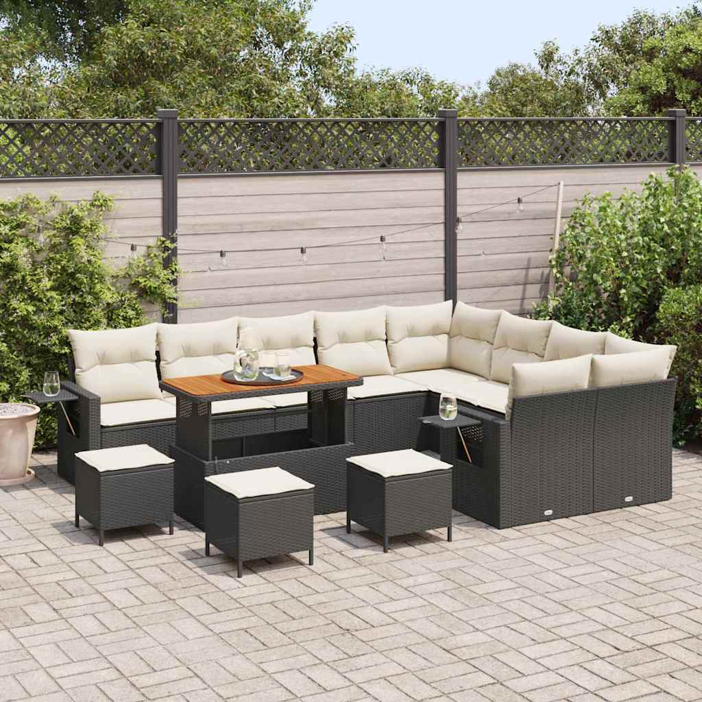 Gartensofa-set 13 stk. Schwarz Poly-Rattan