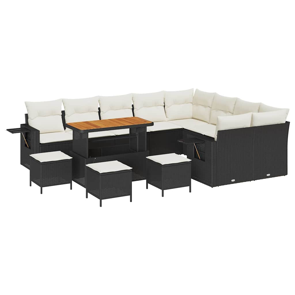 Gartensofa-set 13 stk. Schwarz Poly-Rattan