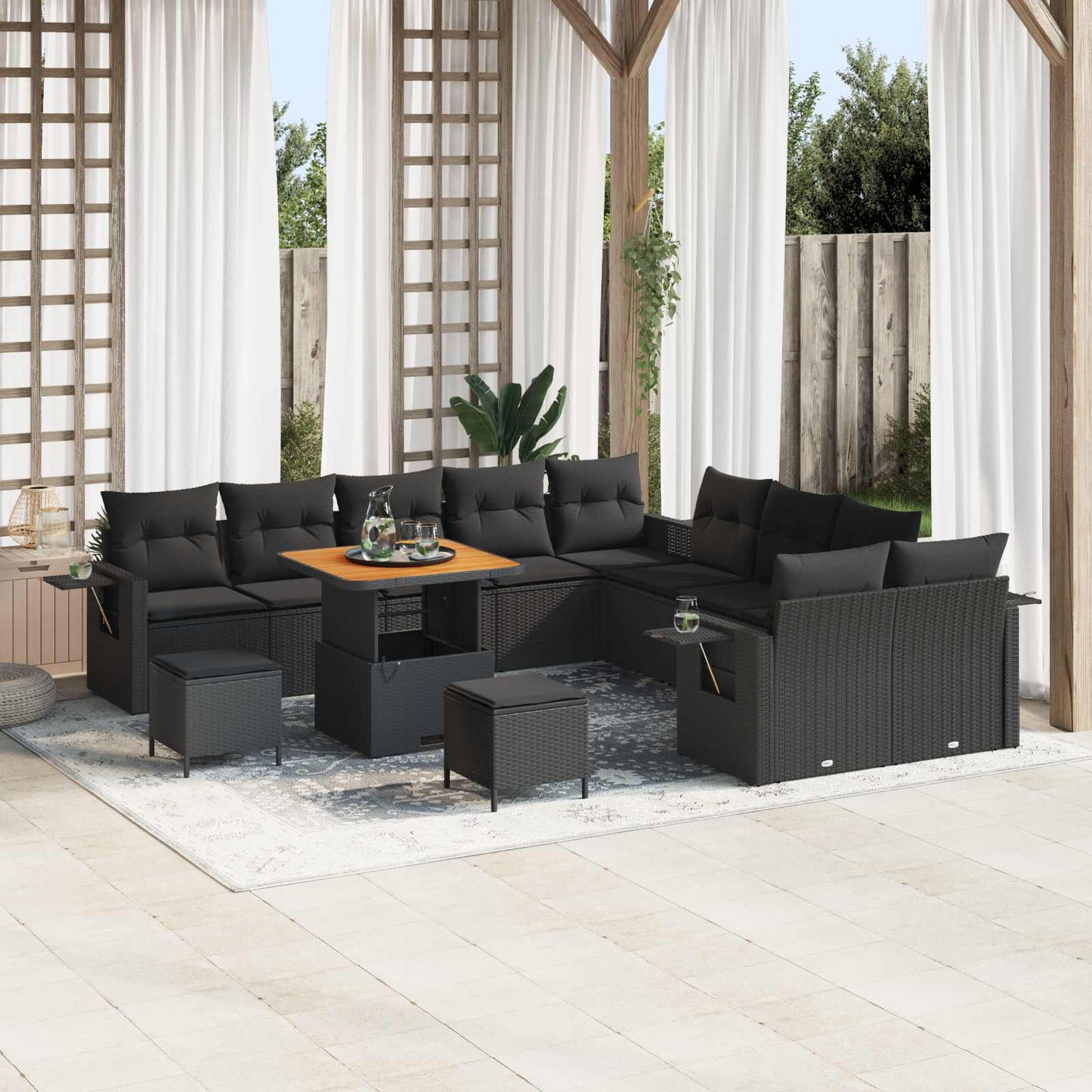 Gartensofa-set 13 stk. Schwarz Poly-Rattan
