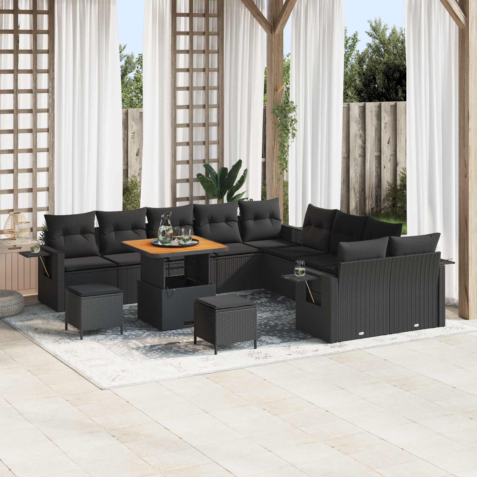 Gartensofa-set 13 stk. Schwarz Poly-Rattan
