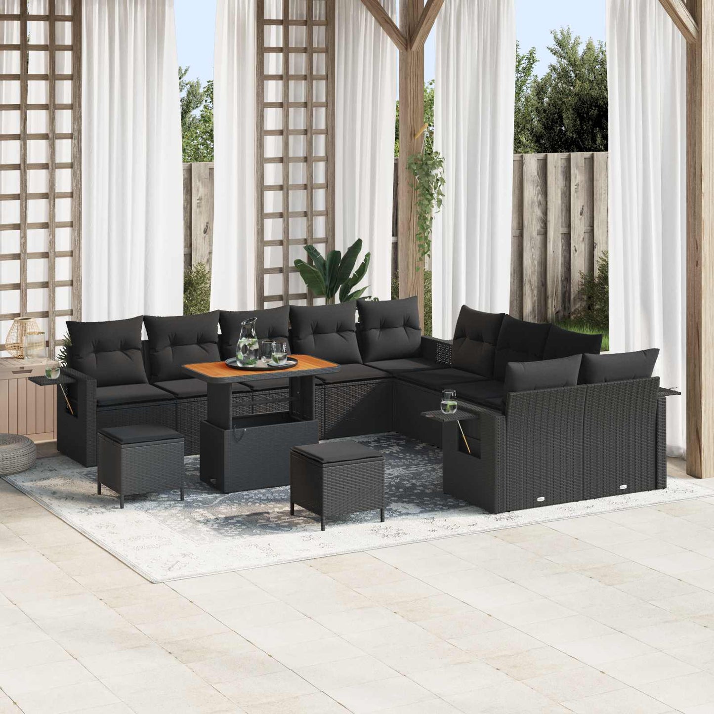 Gartensofa-set 13 stk. Schwarz Poly-Rattan