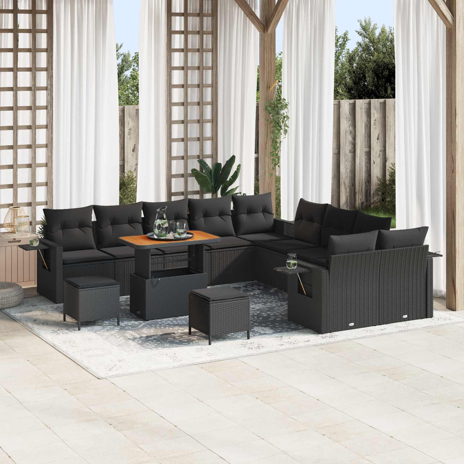 Gartensofa-set 13 stk. Schwarz Poly-Rattan