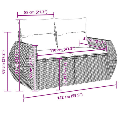 Gartensofa-set 8 stk. Beige Poly-Rattan
