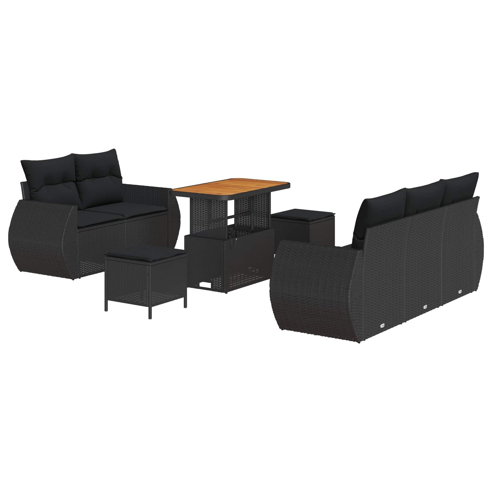 Gartensofa-set 8 Stk. Schwarz Poly-Rattan
