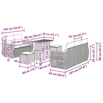 Gartensofa-set 8 stk. Beige Poly-Rattan