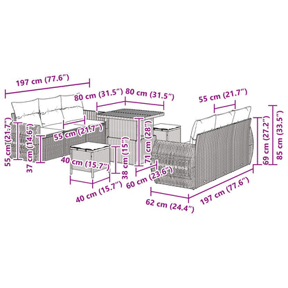 Gartensofa-set 9 stk. Schwarz Poly-Rattan