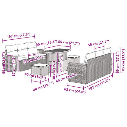 Gartensofa-set 9 stk. Schwarz Poly-Rattan