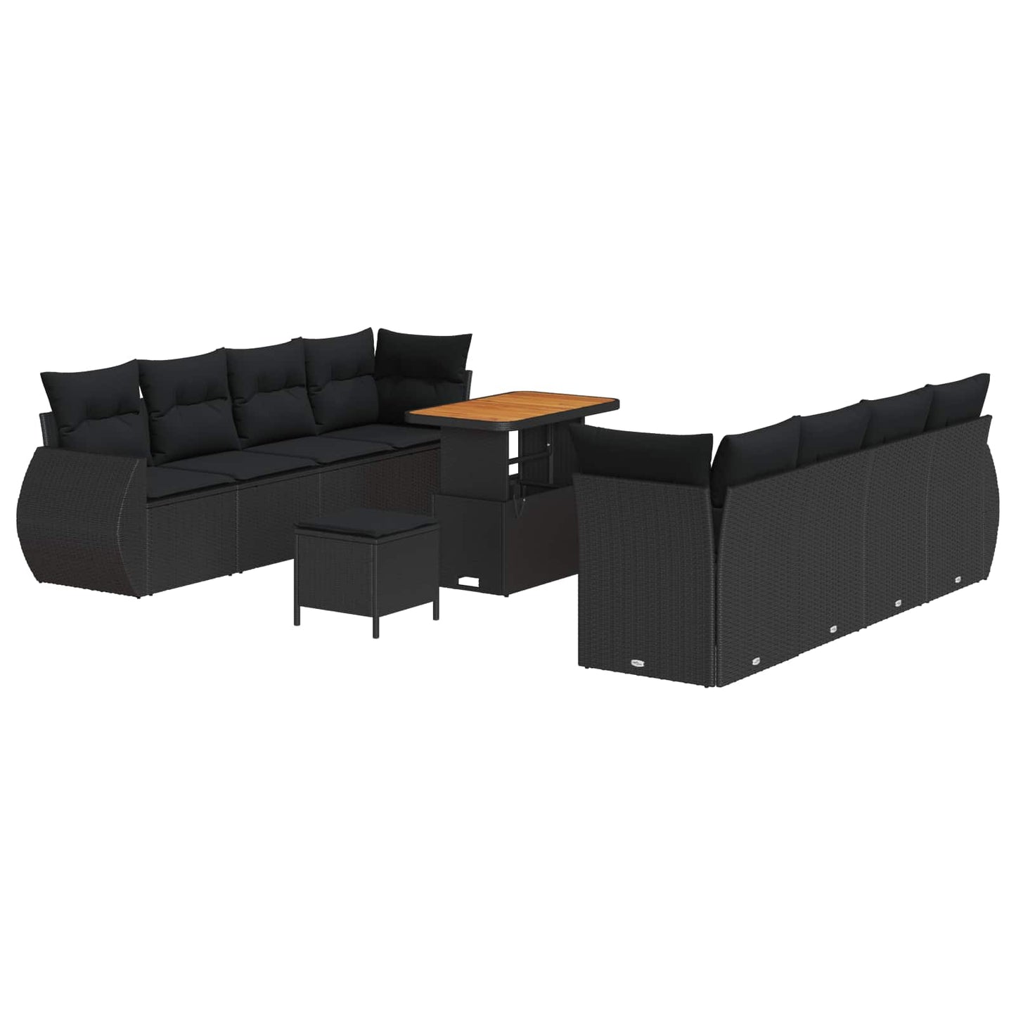 Gartensofa-set 11 stk. Schwarz Poly-Rattan